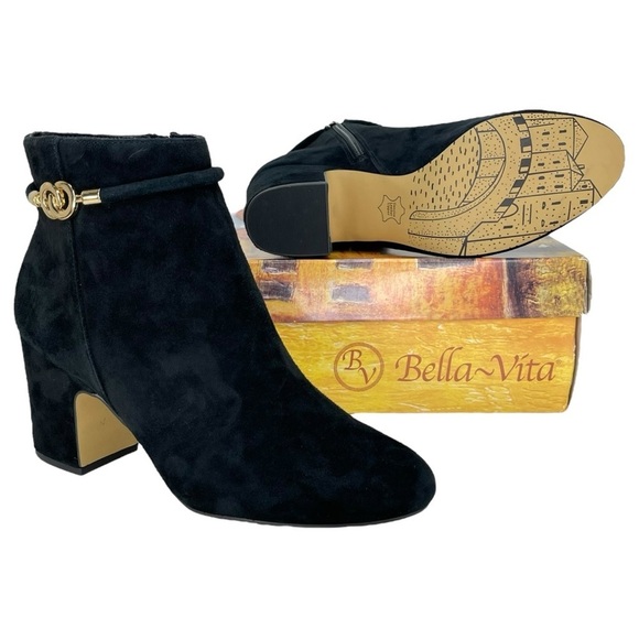 Bella Vita Diaz Black Kidsuede Leather Womens Ankle Boots Size 7.5XW - Picture 10 of 11